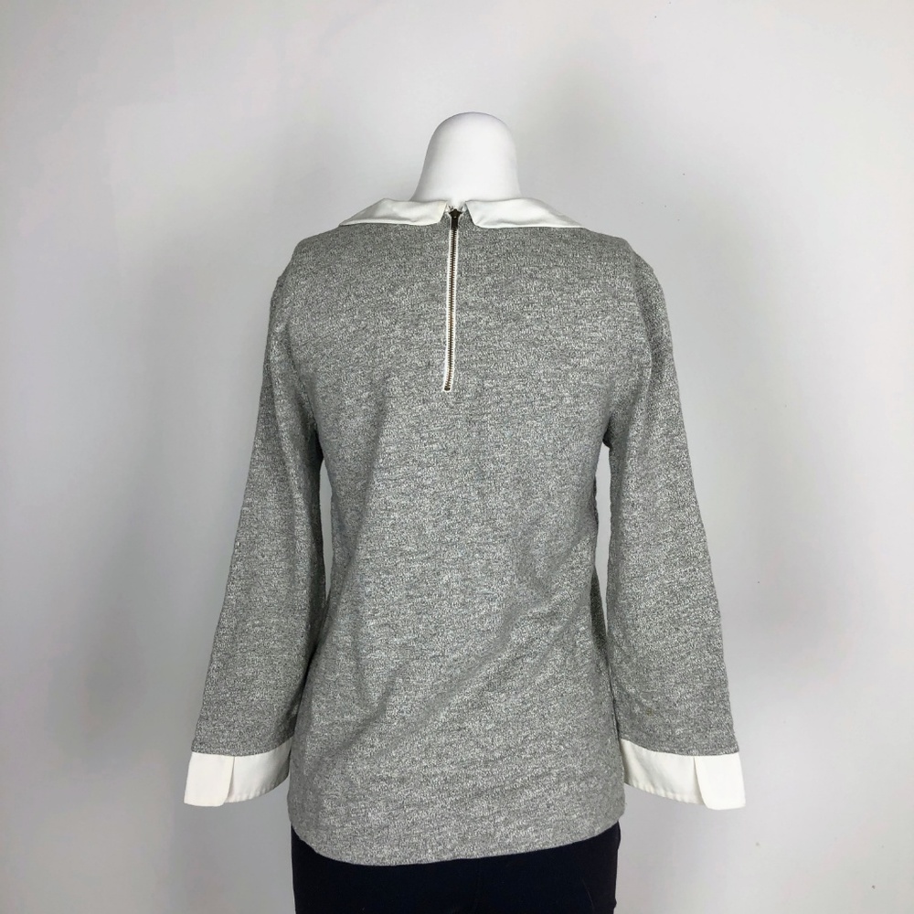 J.Crew Factory Peter Pan Collar Tee Gray Top - Picture 7 of 8